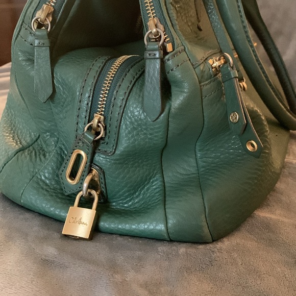 Cole Haan sage green pebbled leather weekender bag - Picture 9 of 11